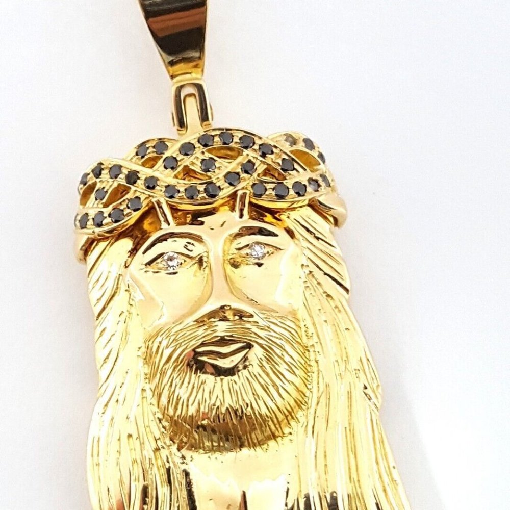 Unique 18k Solid Yellow Gold Religious Jesus Head… - image 3
